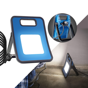 LED Arbeitsstrahler Baustrahler 30W 3000 Lumen rückseitige Steckdose 3m Netzkabel