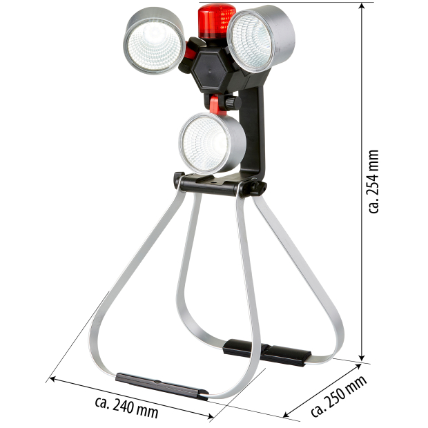 LED Baustrahler Arbeitsstrahler 1000 Lumen mit 4000mAh Akku integrierte rote Warnleuchte inkl. 12V KFZ-Ladeadapter